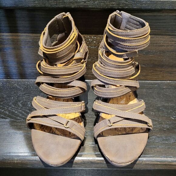 Vintage Y2K Brown Leather Platform Sandal Shoes Size: 38 / 8 US - Picture 3 of 6